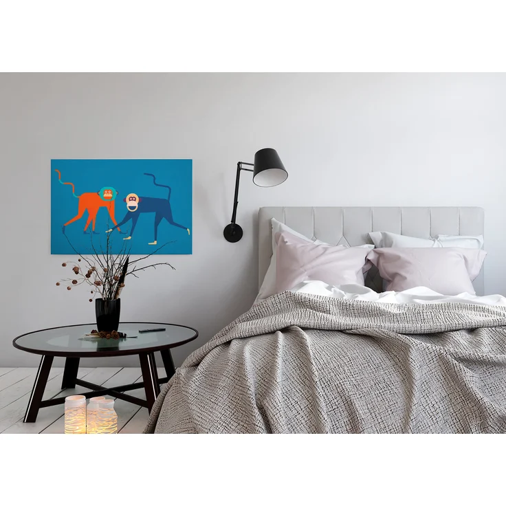 Leinwandbild Affen Blau Orange 90x60 DD120467 Keilrahmenbild Wandbild Leinwand – Bild 3