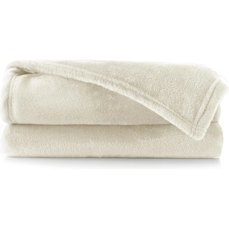 DecoKing Kuscheldecke 220x240 cm Creme Decke Microfaser Tagesdecke Fleece weich sanft kuschelig Ecru Ivory Elfenbein Cream Mic