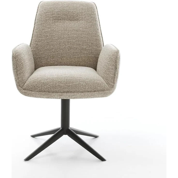 Drehstuhl Zoa-Flex Webstoff Soft Beige Fußkreuz Schwarz 360° drehbar Wippfunktion Taschenfederkern – Bild 4