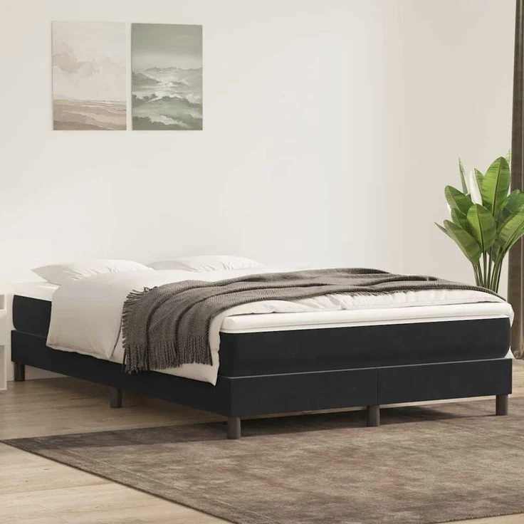 vidaXL Boxspringbett ohne Matratze Schwarz 160x220 cm Samt 3315881 – Bild 1