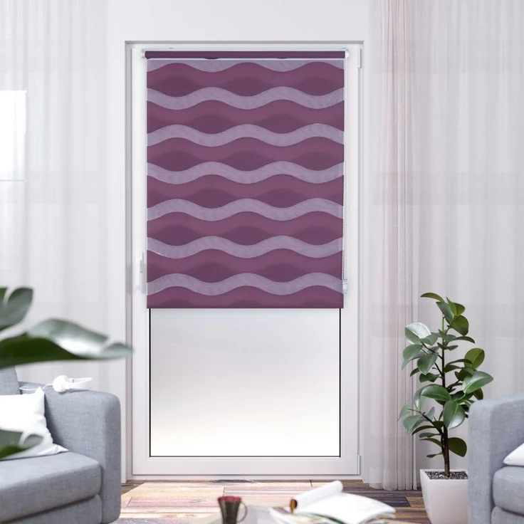 Doppelrollo Welle von K-home, lichtschutz, ohne Bohren,Klemmfix,im Fixmaß, K-HOME, Klemmfix, Wellen Design – Bild 1