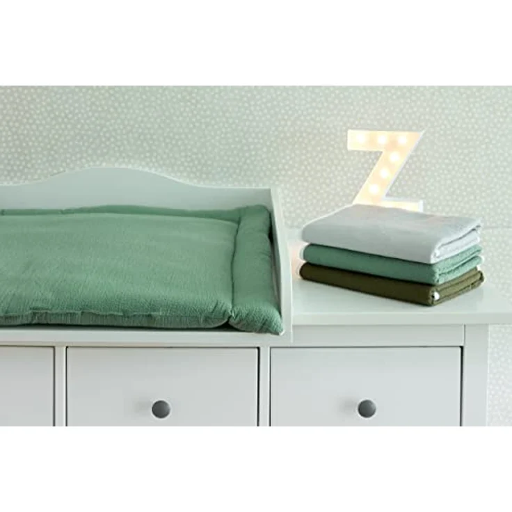 KraftKids Wickelauflage in Doppelkrepp Grün Jade, Wickelunterlage 85x75 cm (BxT), Wickelkissen – Bild 3
