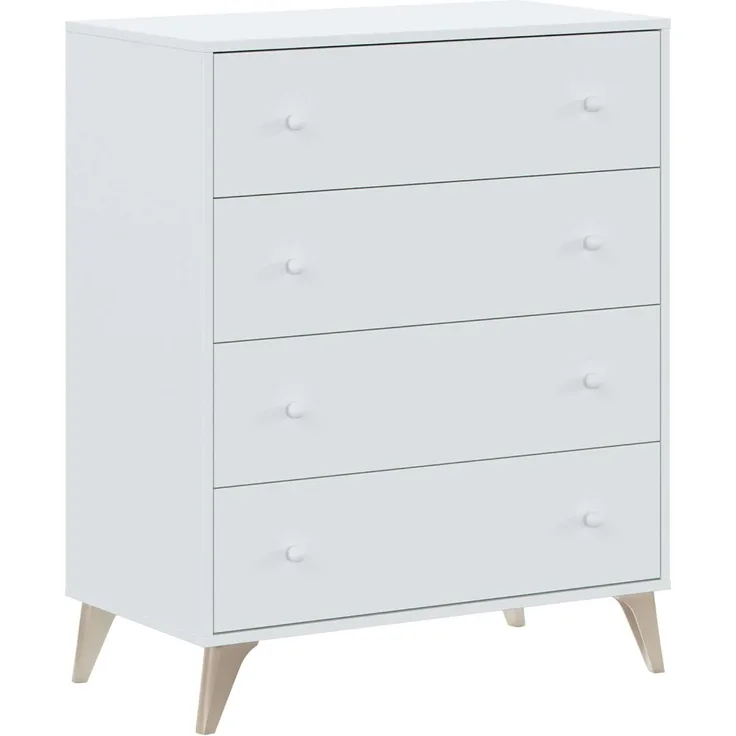 Habitdesign 007804A - Kommode mit 4 Schubladen, Sinfonier, Sweet, Artik White Farbe, Maße: 77,5 cm (Länge) x 40 cm (Tiefe) x 95 cm (Höhe)