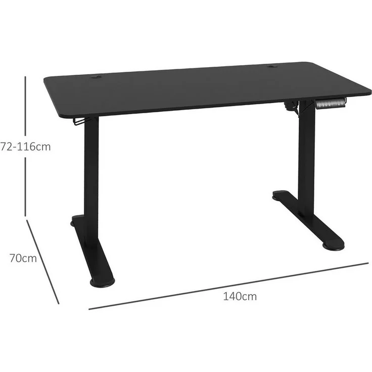 Vinsetto Schreibtisch Höhenverstellbares Stehpult mit 2 Haken, elektrisch (Laptoptisch, 1-St, Computertisch), für Wohnzimmer, Arbeitszimmer, Schwarz – Bild 2