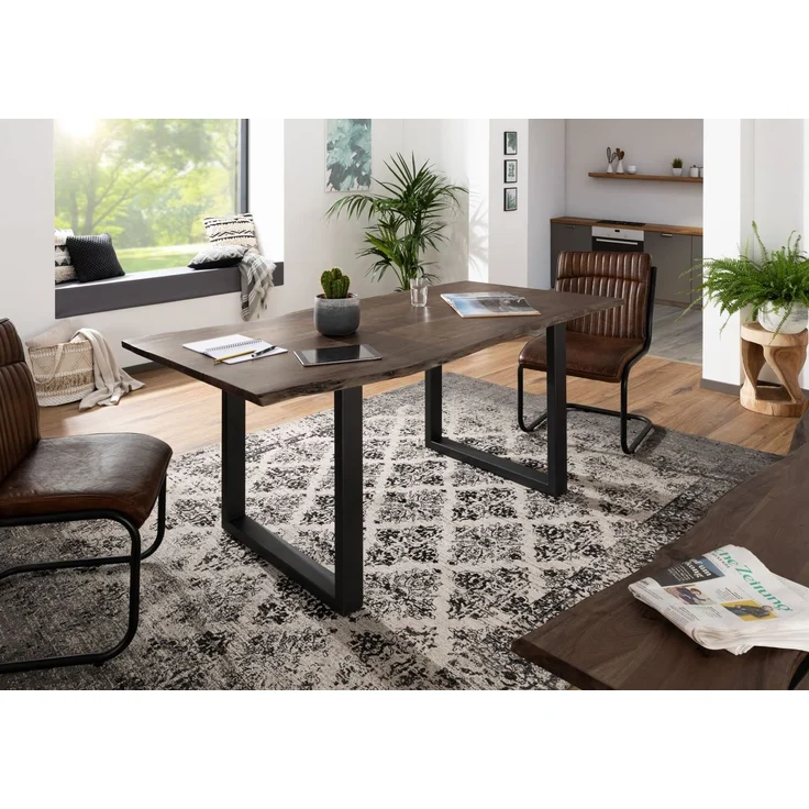 Baumtisch Akazie 120x90x76 grau Beine anthrazit matt FREEFORM 3 – Bild 2