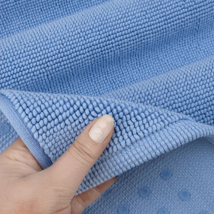 Hammetex 100% Baumwolle rutschfeste Badematte, 43x61 cm Badvorleger für Badezimmer WC, Saugfähig Schnelltrocknend Waschbar Bad Fußmatten, Hellblau – Bild 4