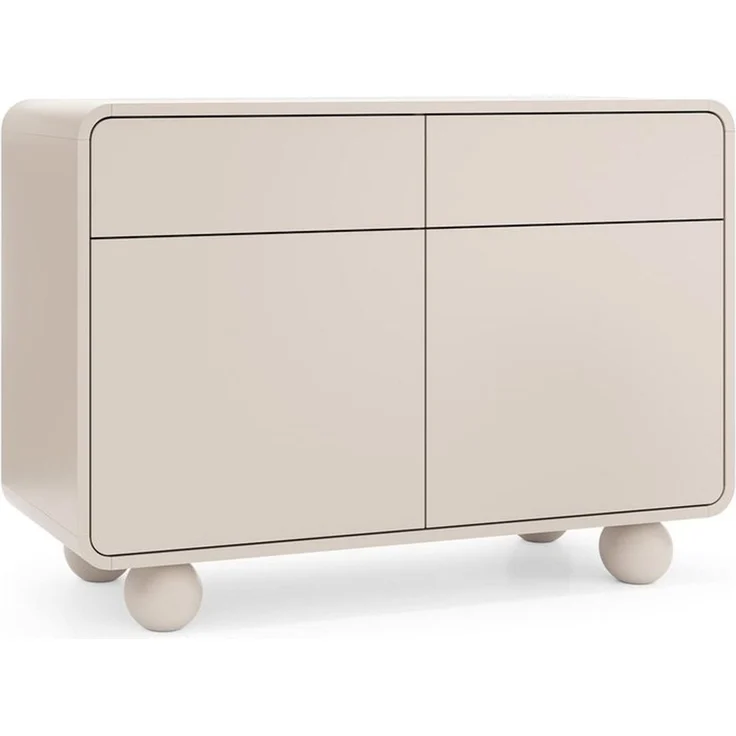 MOEBLO Kommode BERLIN KSZ108 (in Kaschmir, Sideboard mit abgerundeter Form, 2 Türen, 2 Schubladen, Push-to-open und Kugelfüßen, Sideboard Wohnzimmer Kommode Schlafzimmer Komodenschrank), (BxHxT): 108 x 75 x 39 cm – Bild 3