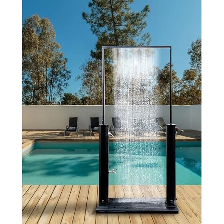Freistehende solarbetriebene Gartendusche MARACAIBO Schwarz – Bild 2