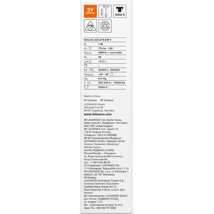 LEDVANCE DULUX LED D EM & AC NETZ V 7W 840 G24D-2 – Bild 5