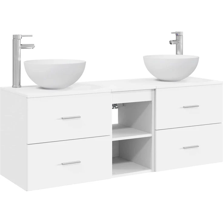 vidaXL Badezimmerschrank-Set 3 stk. Weiß 129 x 35 x 80 cm 3405787 – Bild 2