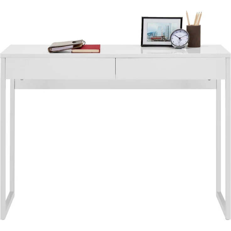 Carryhome 'CALAIS' Schreibtisch, MDF Metall weiß, 102 x 77 x 40 cm, mit 2 Schubladen – Bild 4