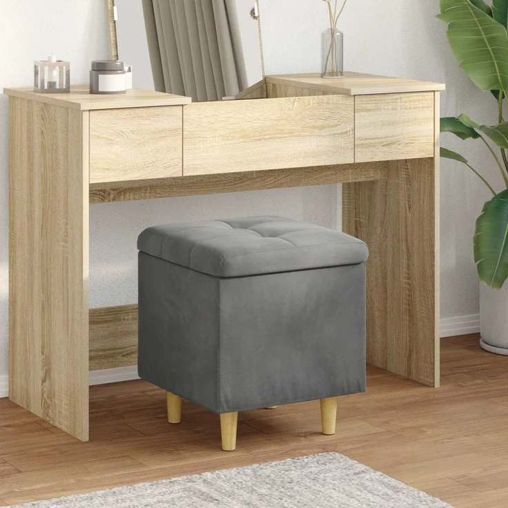 vidaXL Ottoman mit Stauraum Dunkelgrau 40 x 40 x 45 cm Samt 876811 – Bild 1