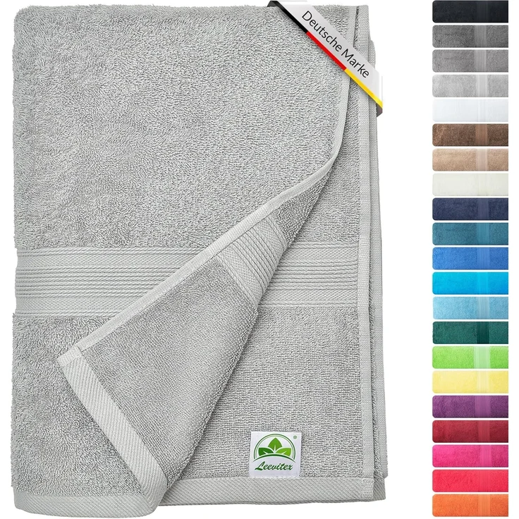 leevitex® Saunatuch Saunatuch Frottee XXL, (1-St), 80 x 200 cm, extra groß & saugfähig, Silber/Hellgrau – Bild 1