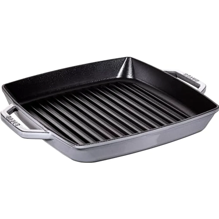 STAUB Gusseisen Grillpfanne mit zwei Griffen, Induktionsgeeignet, Quadratisch, Graphitgrau, 28 cm – Bild 2