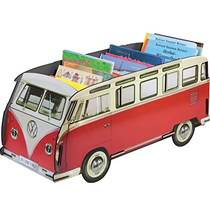 Werkhaus - Bücherbus VW Bulli Rot/Weiß, Bücherregal Spielzeugbox Box – Bild 2