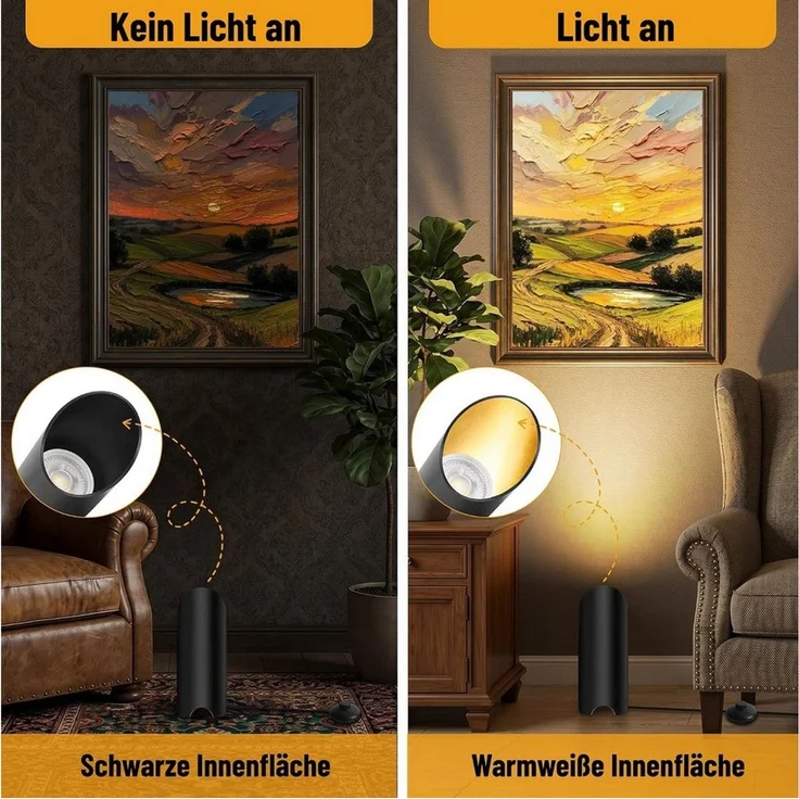 FELIXLEO LED Gartenstrahler LED Bodenstrahler Innen 3000K 7W GU10 Schwarz 1 Stück – Bild 3