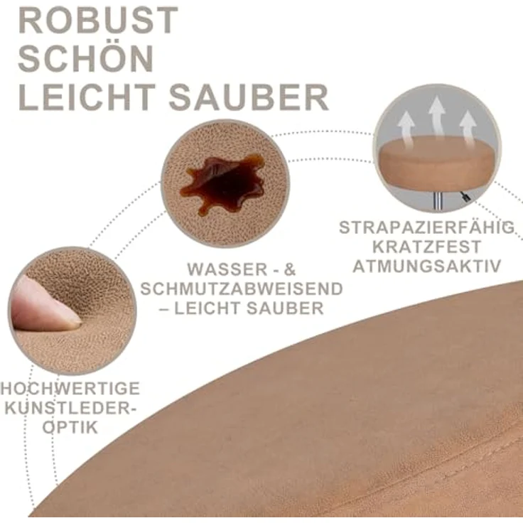 Zedelmaier Rollhocker höhenverstellbar, Bürohocker mit Gummirollen, 360° drehbar Hocker mit Rollen & 10 cm Polsterung, Sitzhocker Werkstatt, Drehhocker ergonomisch, Sitzhöhe 44–58 cm, Orange – Bild 6