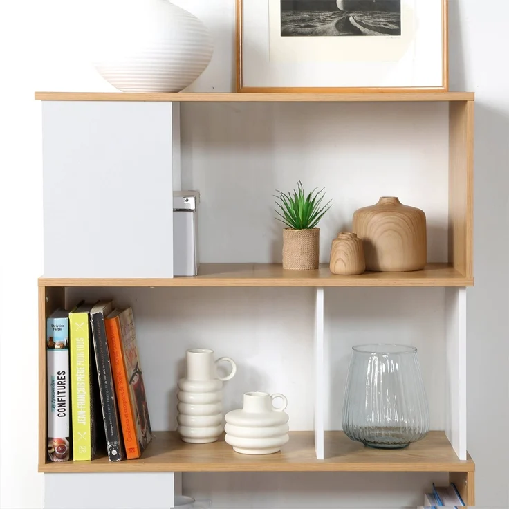 Casâme Bücherregal in Weiß- und Eichendekor - H173,5 cm - Weiß – Bild 5