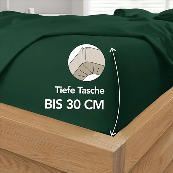 Dreamzie - Spannbettlaken 150x200 | Mikrofaser Weich – Für Dicke Matratzen – Oeko-Tex | Komfort, Atmungsaktivität, Pflegeleicht – Grün – Bild 2