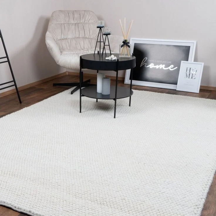 Consilio Concept Designteppich WOOLY Teppich Wohnzimmer Wolle Designer Natur Vegan, Kugelteppich, Filzkugelteppich, Wollteppich – Bild 2