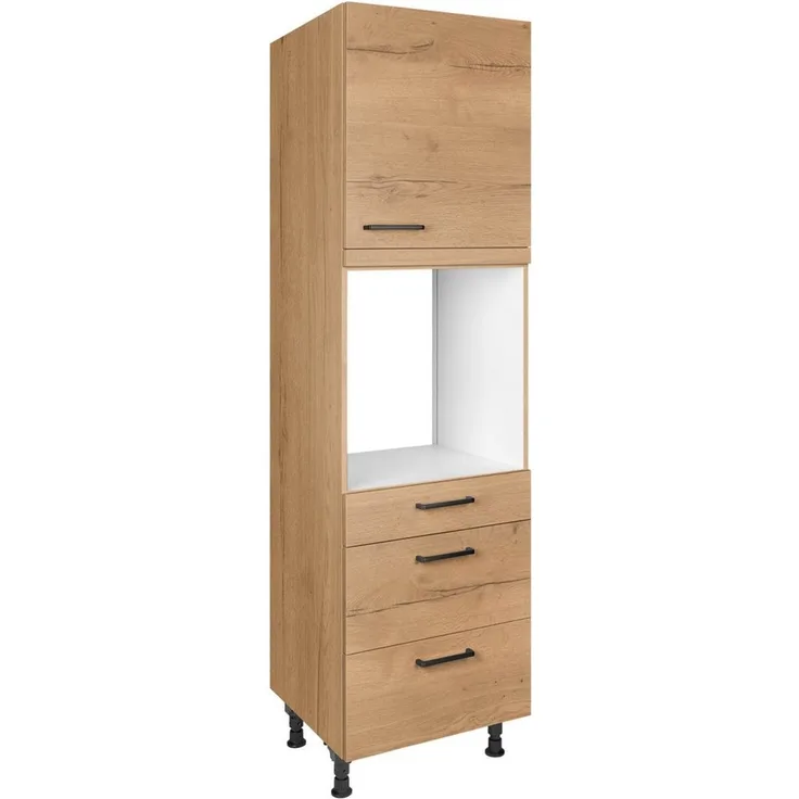 nobilia® Backofenumbauschrank "Structura", Ausrichtung wählbar, mit Schublade und zwei Auszügen und einer Tür, vormontiert, Breite/Höhe: 60/216,6 cm