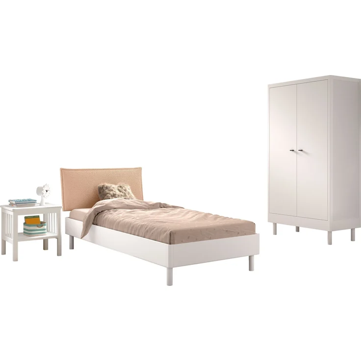 Jugendzimmer-Set >Buche Massiv< (3-teilig) in Buche massiv weiß lackiert – Bild 2