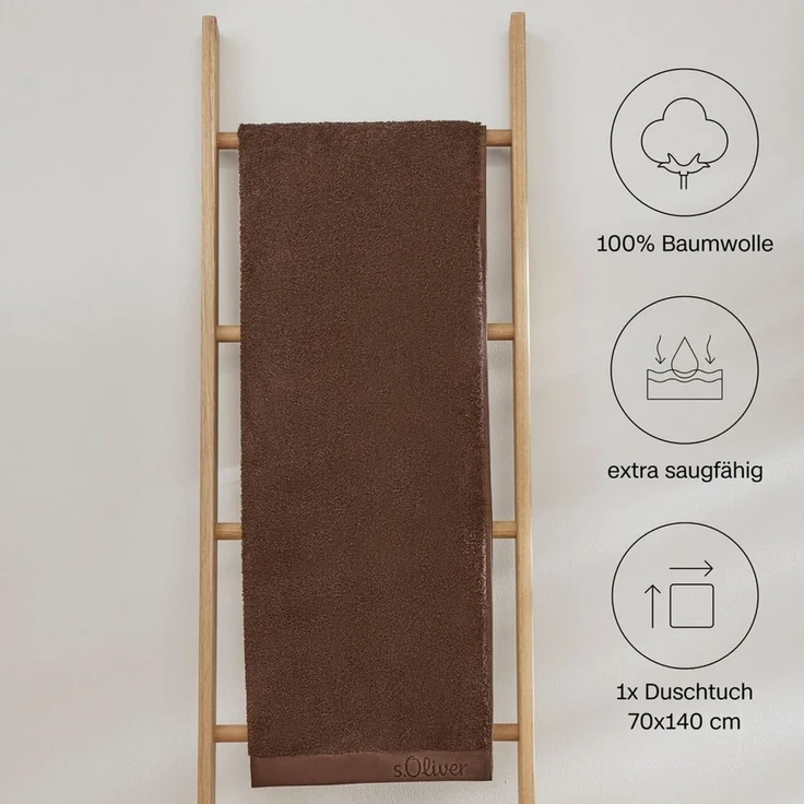 s.Oliver Handtuch, Walkfrottier (1-St), besonders weich und saugfähig, Braun, 70x140 cm – Bild 2