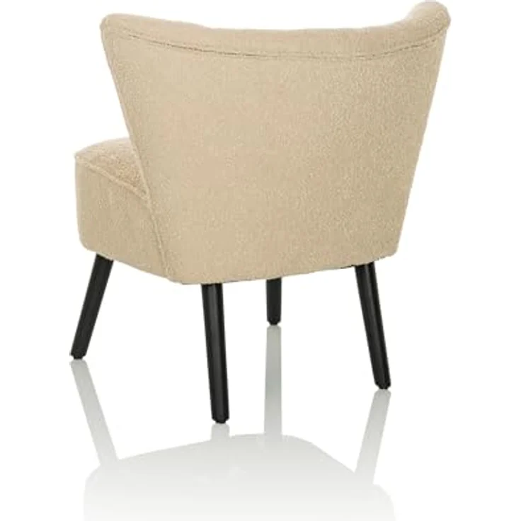 hjh LIVING Bequemer Polstersessel MANISO Teddy-Stoff Beige, Loungesessel Cocktailsessel gepolstert mit schwarzen Holzbeinen – Bild 10