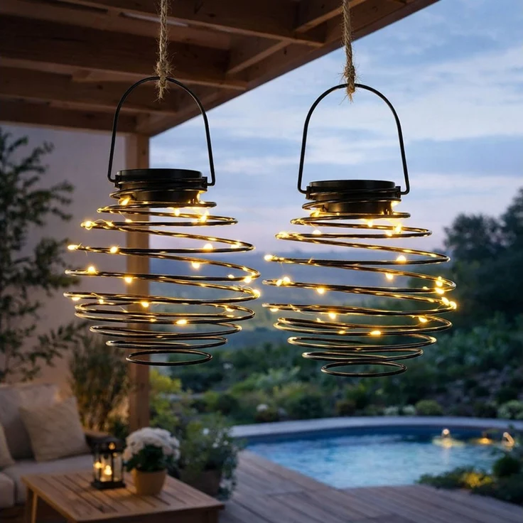 Expo Börse LED Solarleuchte, LED-Leuchtmittel fest verbaut, Warmweiß, LED Solarleuchte Bienennest Solarlampe Spirale anthrazit Außenleuchte – Bild 2