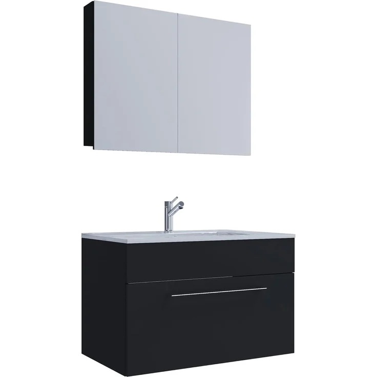 VCM Badmöbel Waschtisch Badinos 914815 Schwarz H. 109 x B. 60 x T. 46 cm – Bild 4