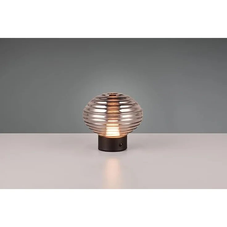 Trio Leuchten Lexie, Moderne Tafellampe schwarz mit smoke Glas, Touch-Dimmer, dimmbar, Rund, LED (nicht austauschbar) – Bild 2