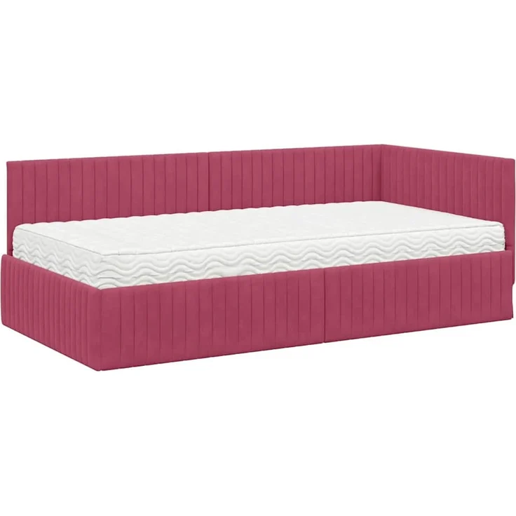vidaXL Eckbettgestell mit Matratze mit Kopfteil 2 pcs Samt 3393822 – Bild 4