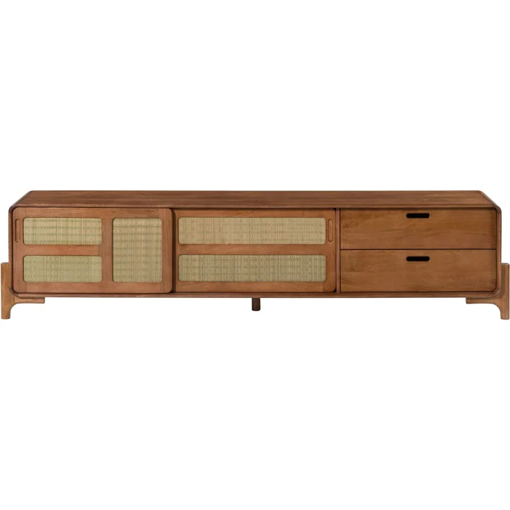 TV-Board Mango/Seegras 220 x 40 x 50 hellbraun lackiert MIZUMI #105 – Bild 8