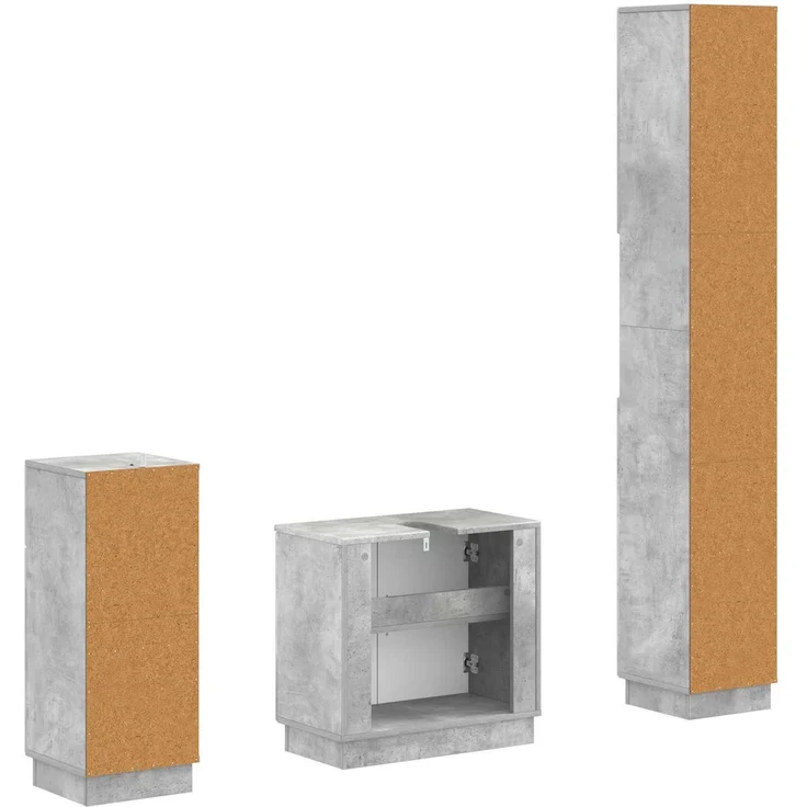 vidaXL 3-teiliges Badezimmer-Schranksystem HOORN Betongrau 3417876 – Bild 6