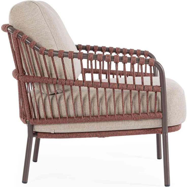 Gartensessel Aitalia aus Metall, modernes Design, Java Rot, gepolstert, abnehmbare Kissen – Bild 5