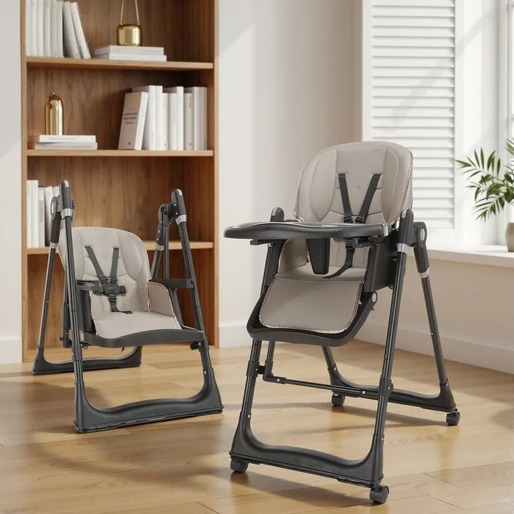 oyajia Hochstuhl Kinderstuhl Stuhl Baby Kinderstuhl Klappbar mit Esstablett (Baby & Kinder Hochstuhl Babyliege Höhenverstellbar, Räder Klappbar), mit Liegefunktion 0-36 Monate