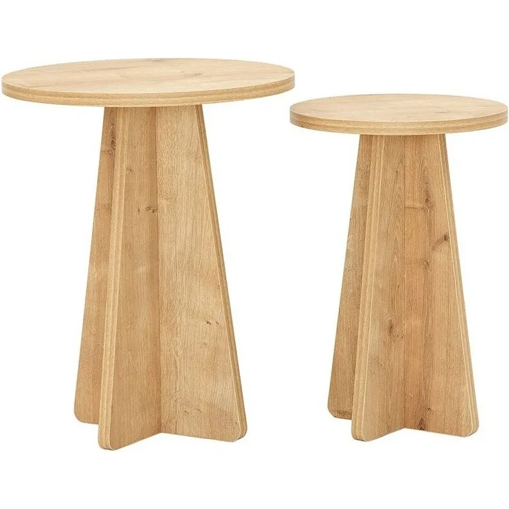 Calicosy Set aus 2 Couchtischen Dekor Eiche Saphir H50 cm - MUSHROOM - Helles Holz