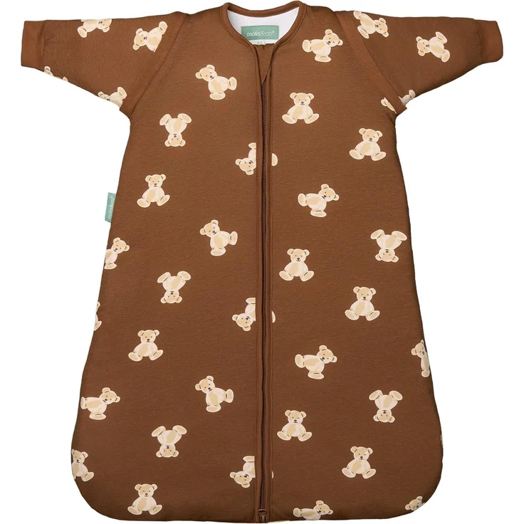 molis&co - Baby Schlafsack Neugeborene Abnehmbare Ärmel - Babyschlafsack 1 tog - Leicht gepolstert - 100% Baumwolle (Oeko-TEX 100), Premium Qualität - Teddy Mocca (12-18 Monate)