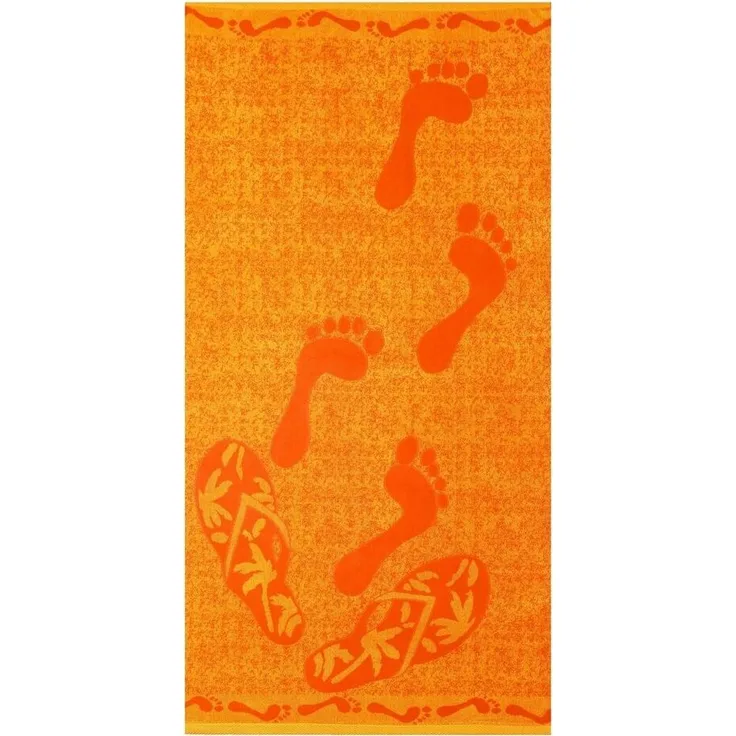 Betz Strandtuch Velours Strandtuch Größe 75x150cm Dessin: FÜßE orange, 100% Baumwolle