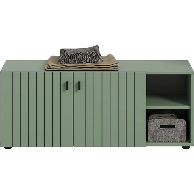Sitzbank (B/H/T: 106x43x37 cm) in Smoke Green Nachbildung – Bild 2