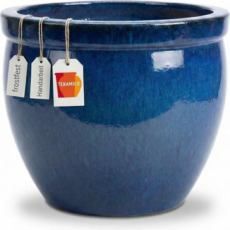Teramico Blumentopf Keramik Pflanzgefäß "Bavaria Tall" Royal Blau – Ø 37cm (1 St), Frostfest, UV-Fest – Bild 4