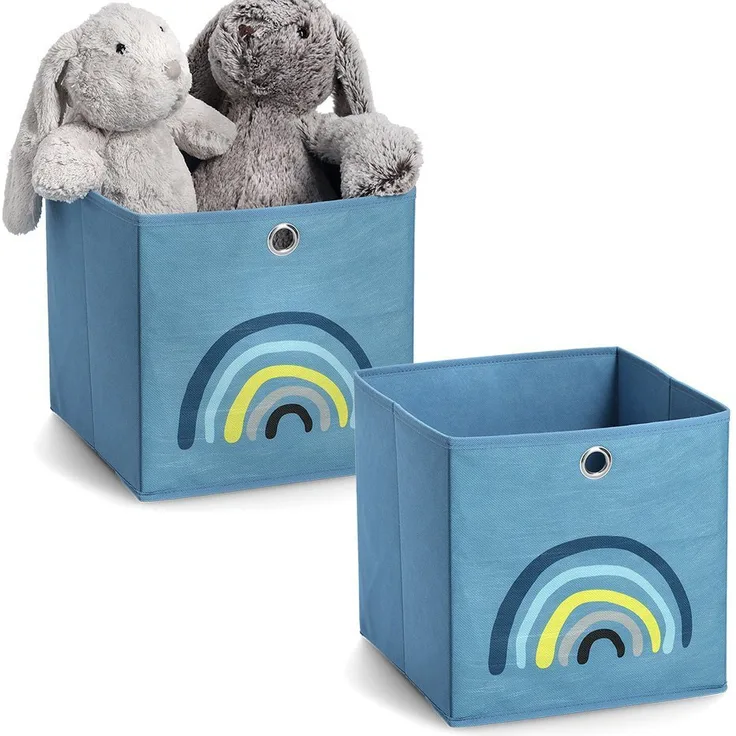 Zeller Present Organizer Blue Rainbow (Set, 2 St), Aufbewahrungsbox, kompakt zusammenklappbar, Vlies