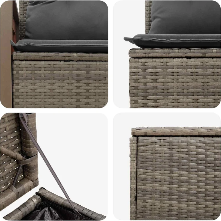 vidaXL Sofa Set 5 stk. Grau und Dunkelgrau Polyrattan und Stahl 3447964 – Bild 7