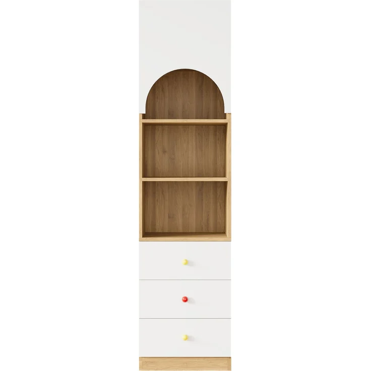 CHICFURN Kleiderschrank-Set 80x200x50 cm mit 2 Türen und Ablageregal 50x200x50 cm Weiß+Natur – Bild 6