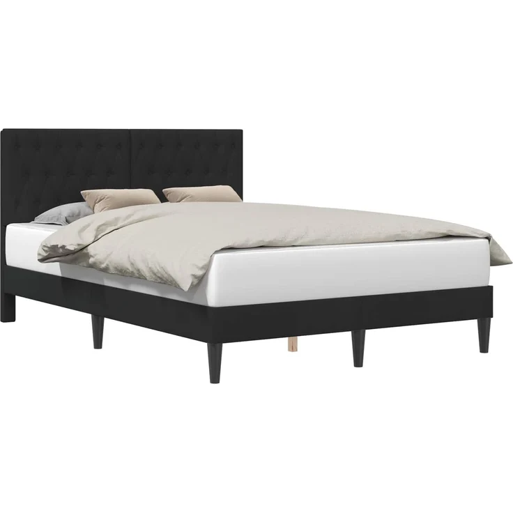 vidaXL Bettrahmen mit Kopfteil Schwarz 140 x 200 cm Samt 42027671 – Bild 2
