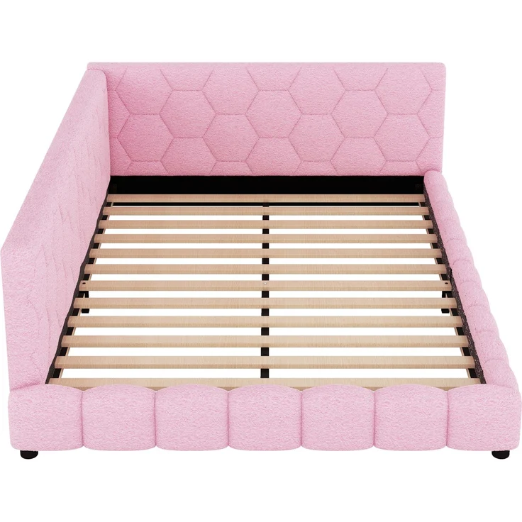 Daybett 214 × 152 × 64,5 cm ,140 × 200 cm Liegefläche – Vliesimitat & MDF,16‑Farben LED, USB/Typ‑C, Rosa – Bild 9