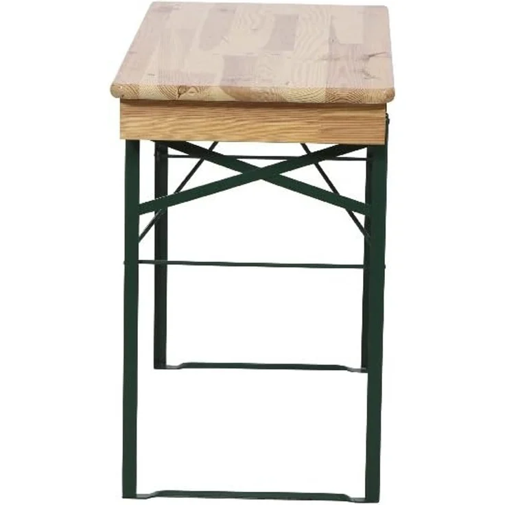 Fun Star Festzeltgarnitur, 3-teilig, klappbar, Holz natur / Stahl grün, 110 x 50 x 79 cm – Bild 11