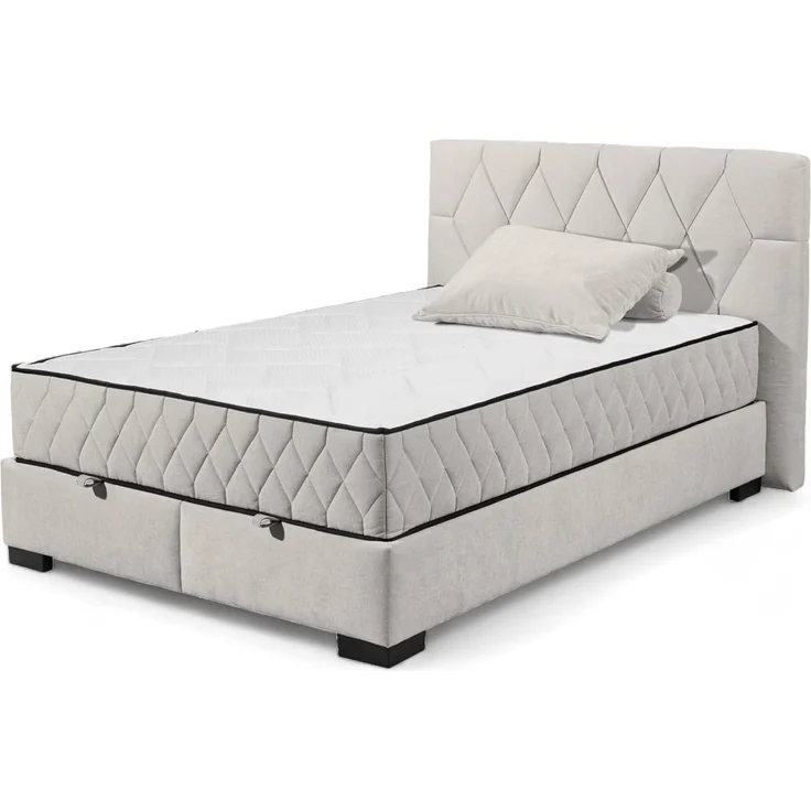 NAGOL B Boxbett 140x200, Sand - Bequemes Bett mit Bettkasten und Premium 9-Zonen-Federkern Wendematratze - 165 x 114 x 214 cm (B/H/T)