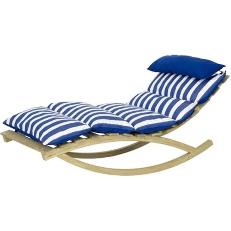 AMAZONAS Rocking Lounger Navy Schaukelliege inkl. Holzgestell und Kissen