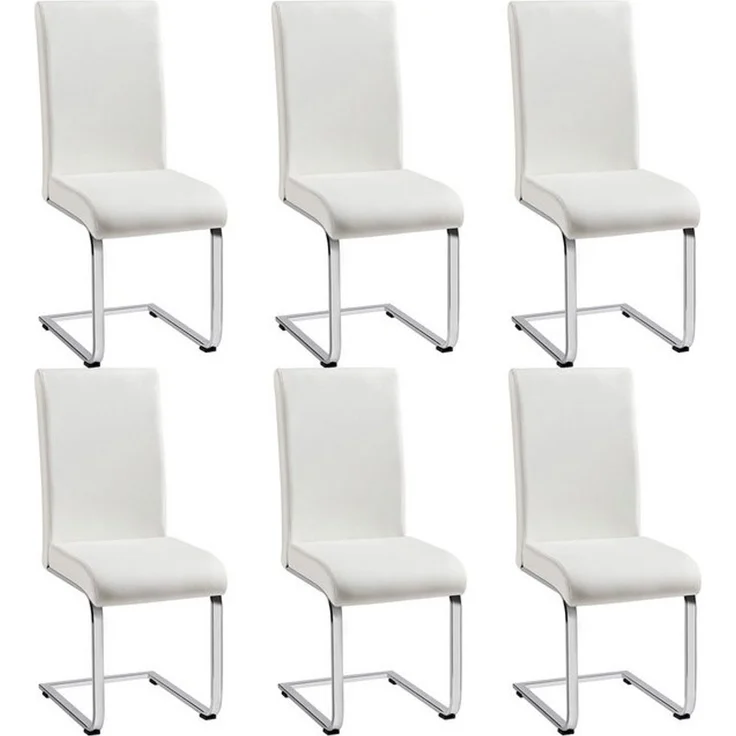 Yaheetech 6er-Set Freischwinger, Kunstleder, Weiß, 41,5 x 55 x 103 cm – Bild 4